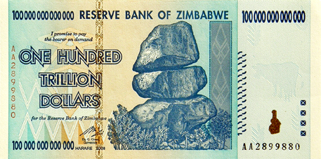 Reserve Bank of Zimbabwe, 100 trillion dollars